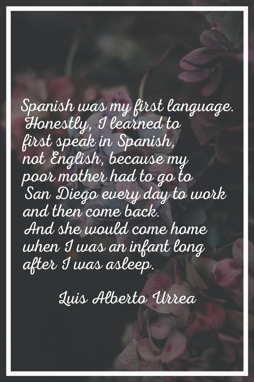 Spanish was my first language. Honestly, I learned to first speak in Spanish, not English, because 