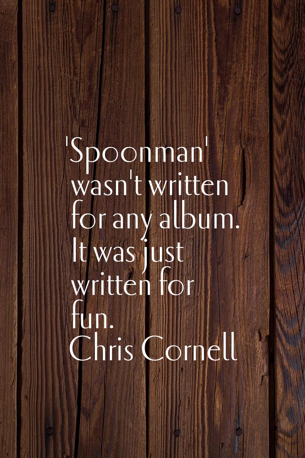 'Spoonman' wasn't written for any album. It was just written for fun.