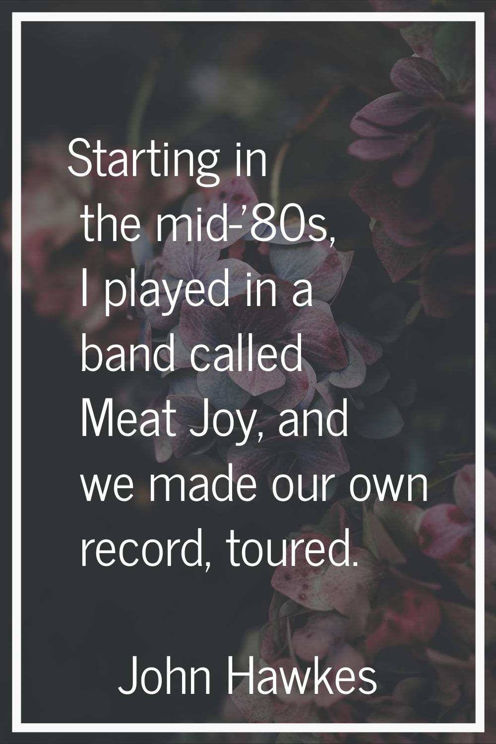 Starting in the mid-'80s, I played in a band called Meat Joy, and we made our own record, toured.