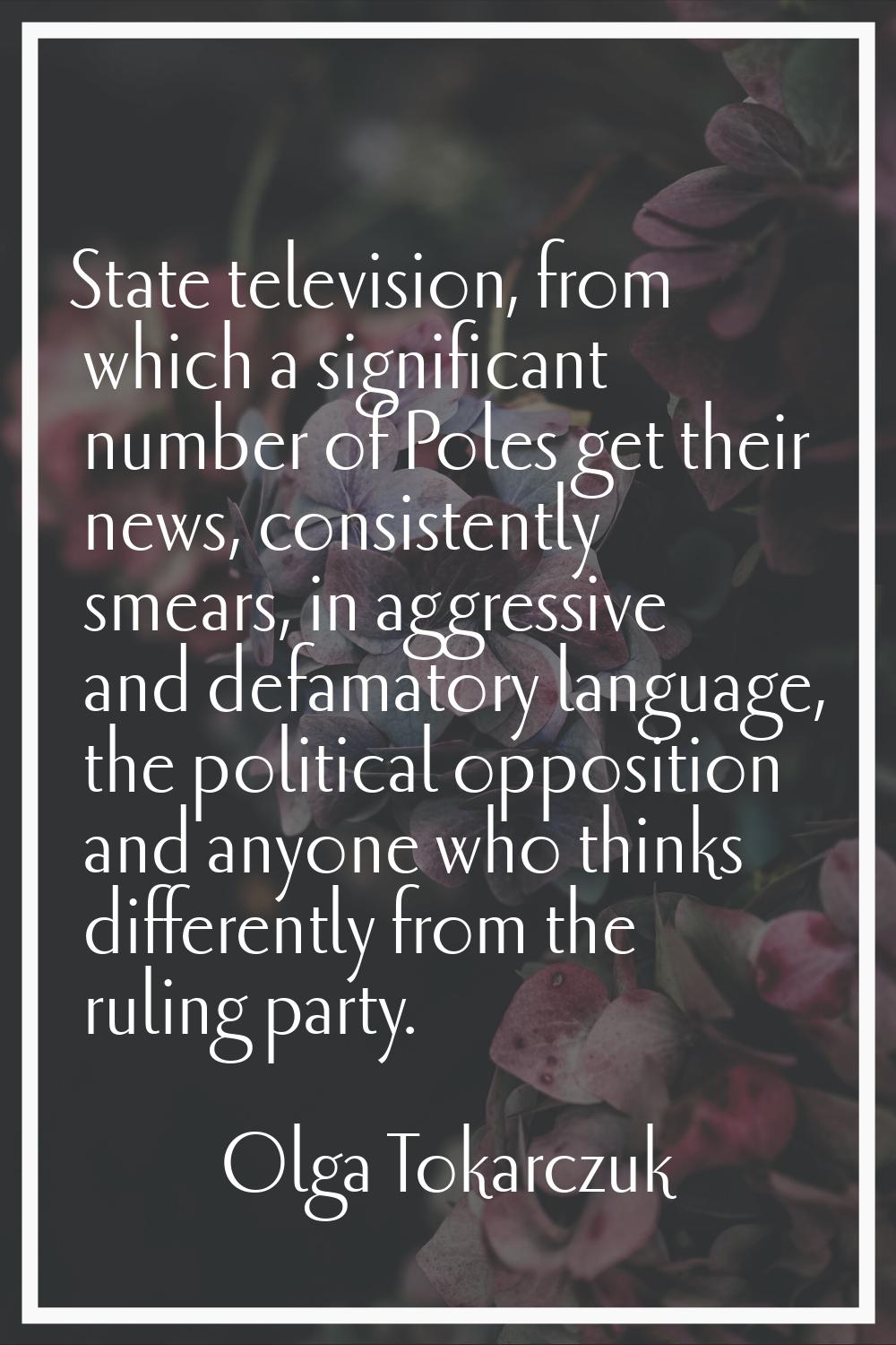 State television, from which a significant number of Poles get their news, consistently smears, in 
