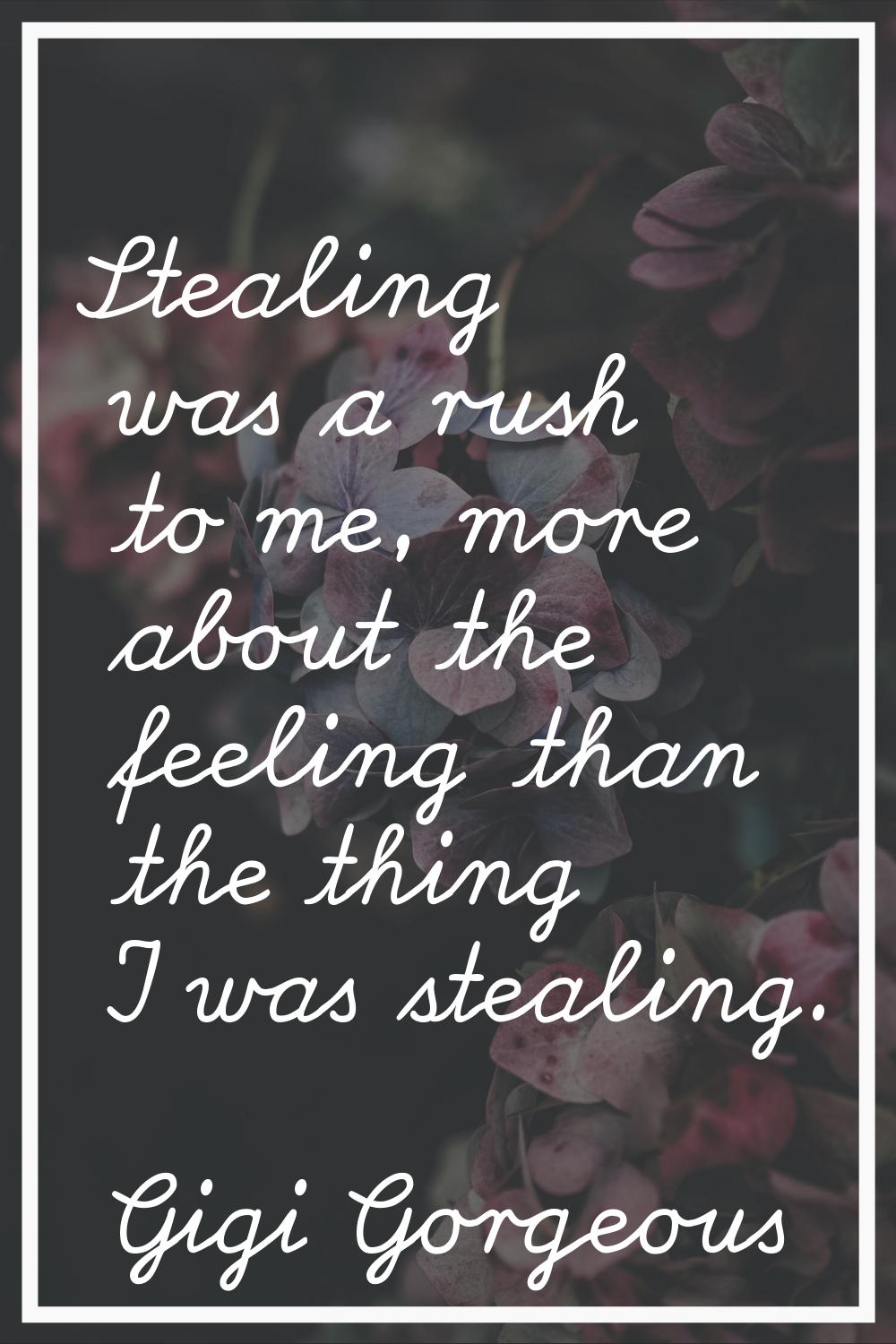 Stealing was a rush to me, more about the feeling than the thing I was stealing.
