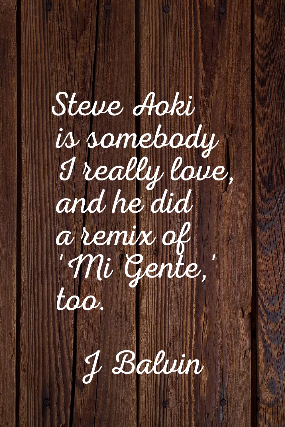 Steve Aoki is somebody I really love, and he did a remix of 'Mi Gente,' too.