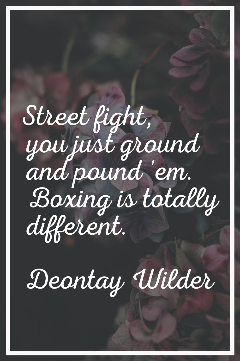 Street fight, you just ground and pound 'em. Boxing is totally different.