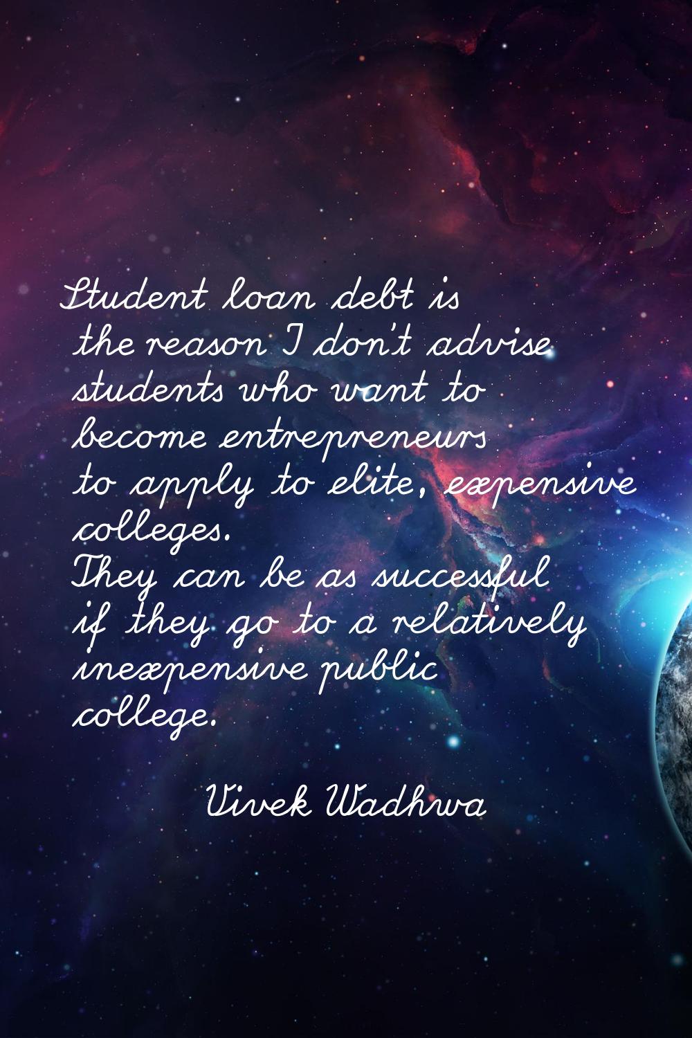 Student loan debt is the reason I don't advise students who want to become entrepreneurs to apply t
