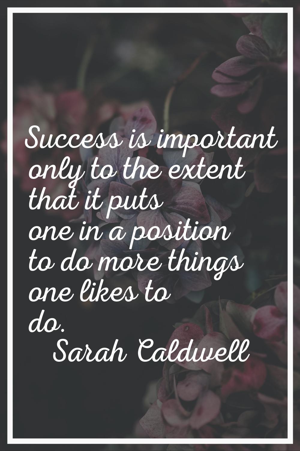Success is important only to the extent that it puts one in a position to do more things one likes 