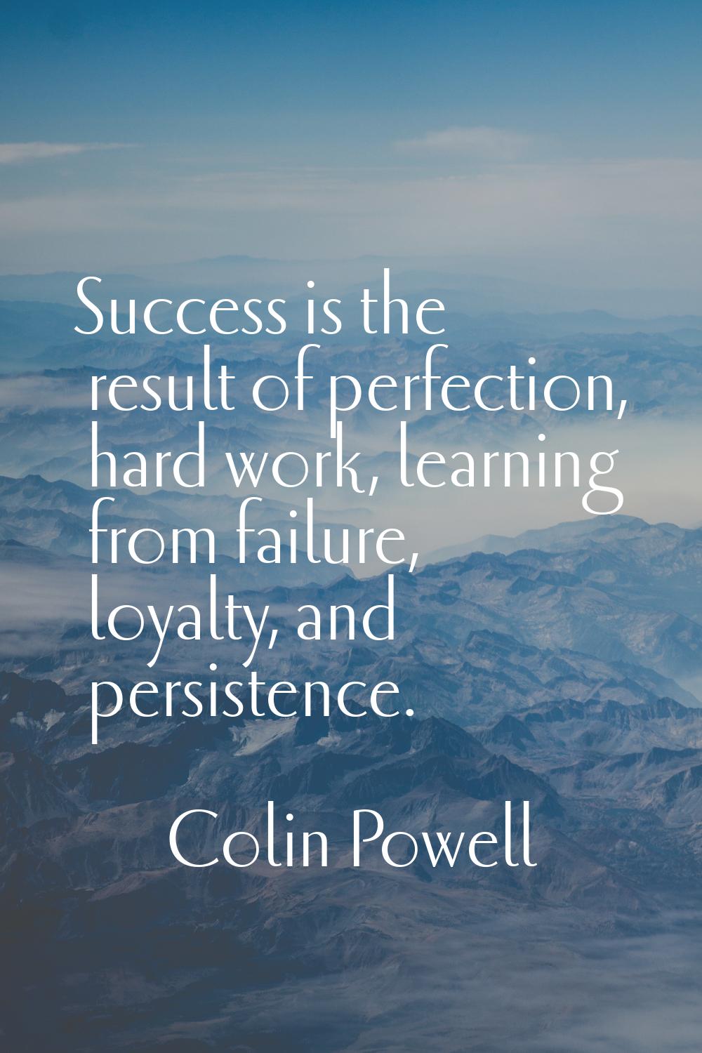 Success is the result of perfection, hard work, learning from failure, loyalty, and persistence.