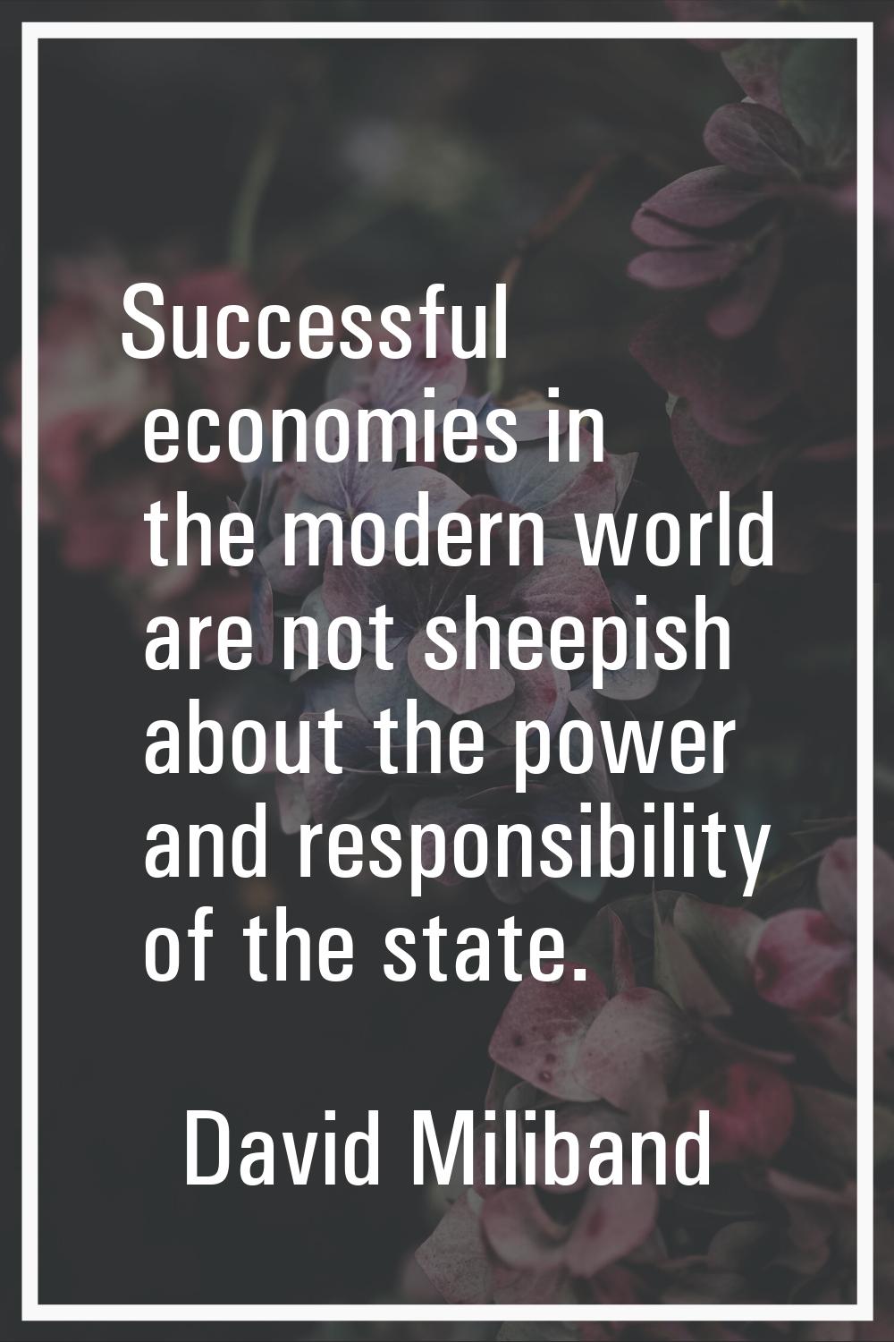 Successful economies in the modern world are not sheepish about the power and responsibility of the