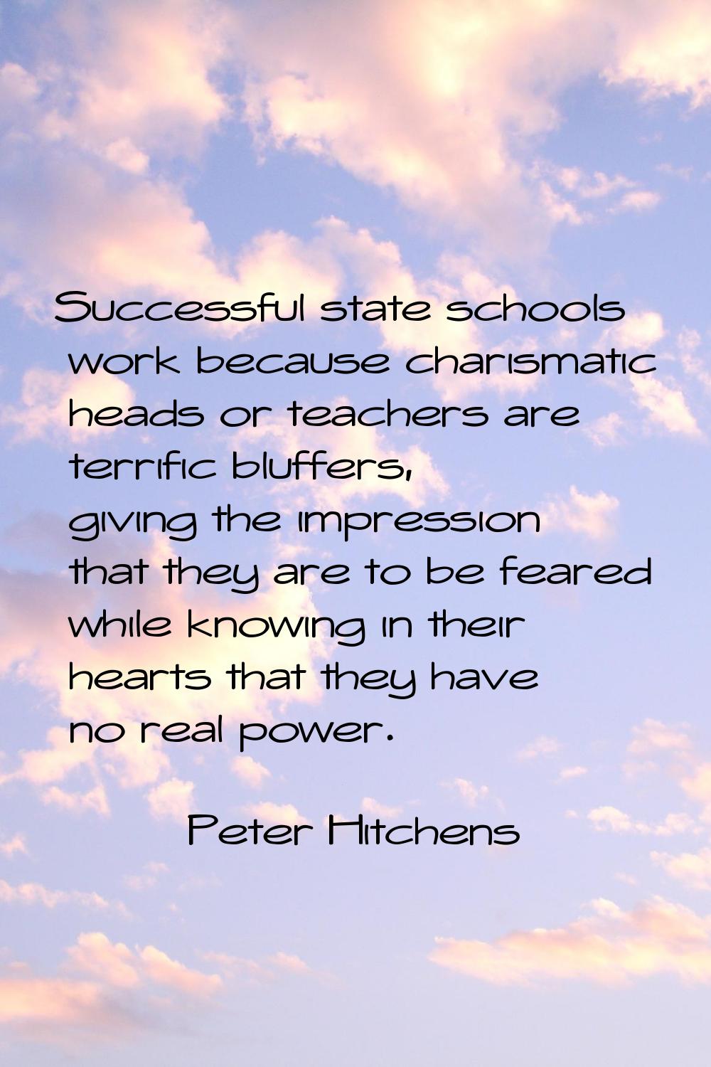 Successful state schools work because charismatic heads or teachers are terrific bluffers, giving t