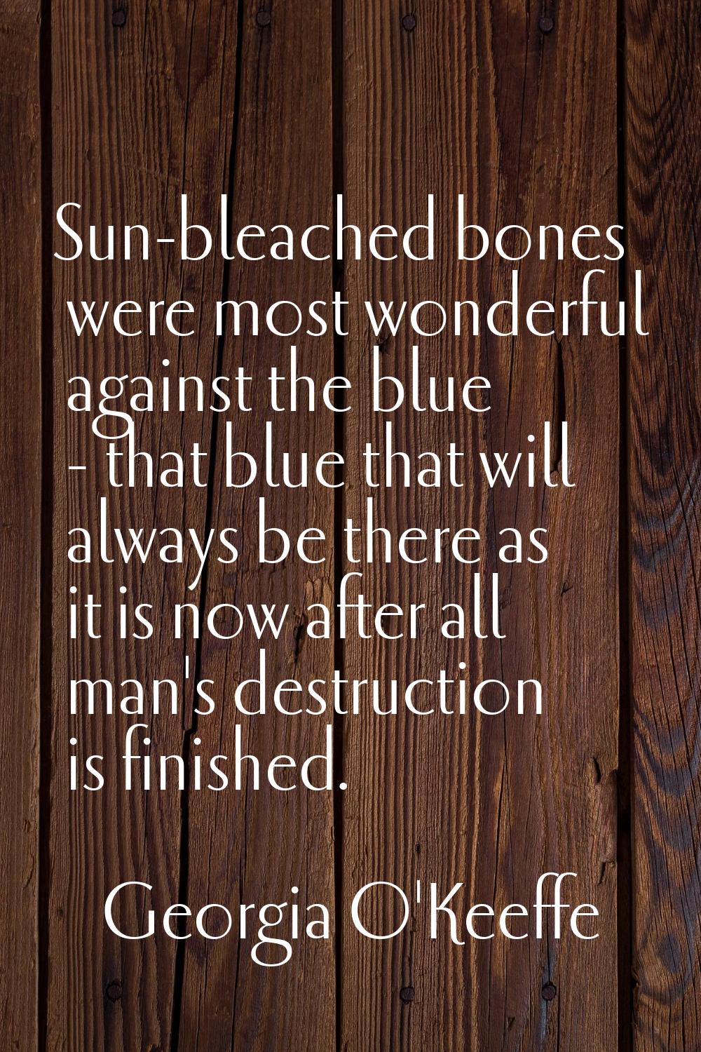 Sun-bleached bones were most wonderful against the blue - that blue that will always be there as it