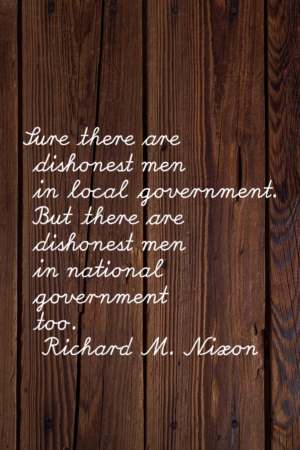 Sure there are dishonest men in local government. But there are dishonest men in national governmen