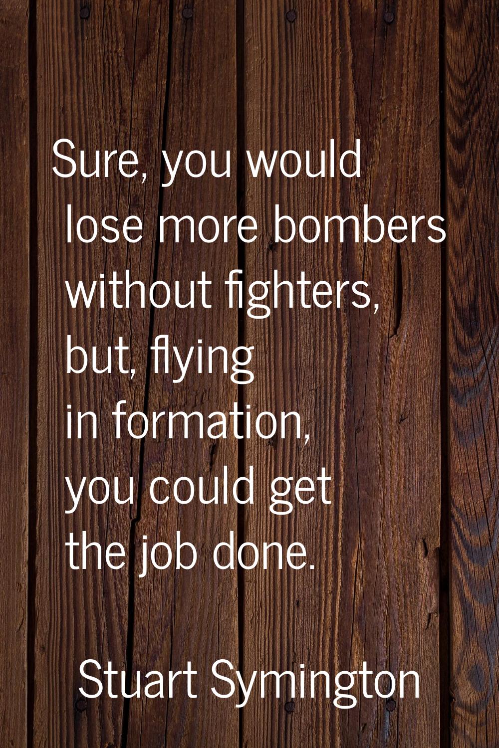 Sure, you would lose more bombers without fighters, but, flying in formation, you could get the job