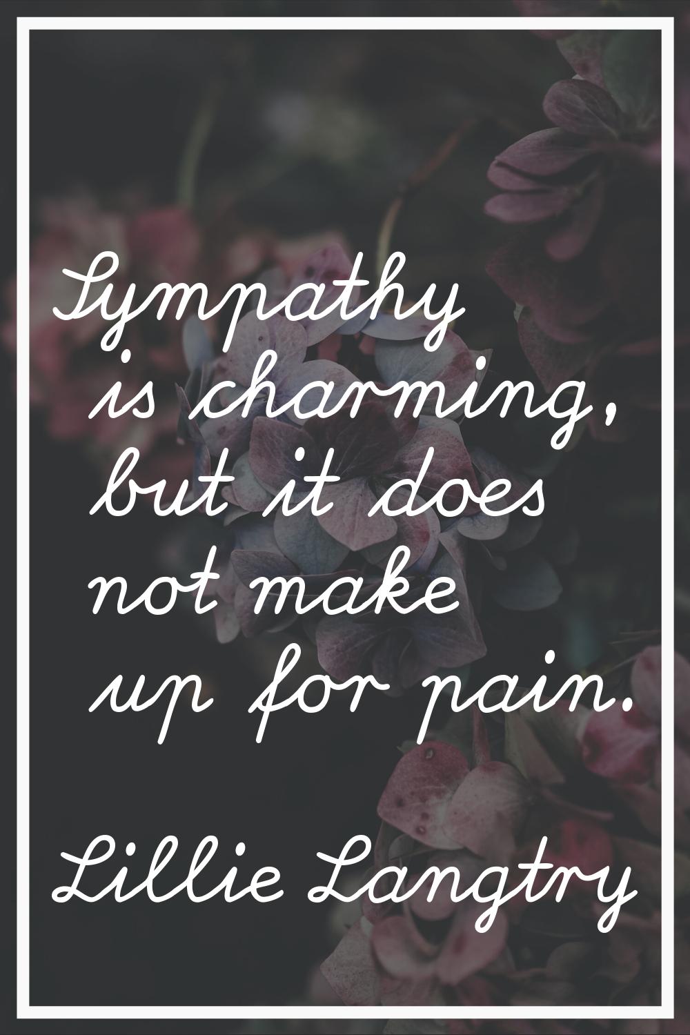 Sympathy is charming, but it does not make up for pain.