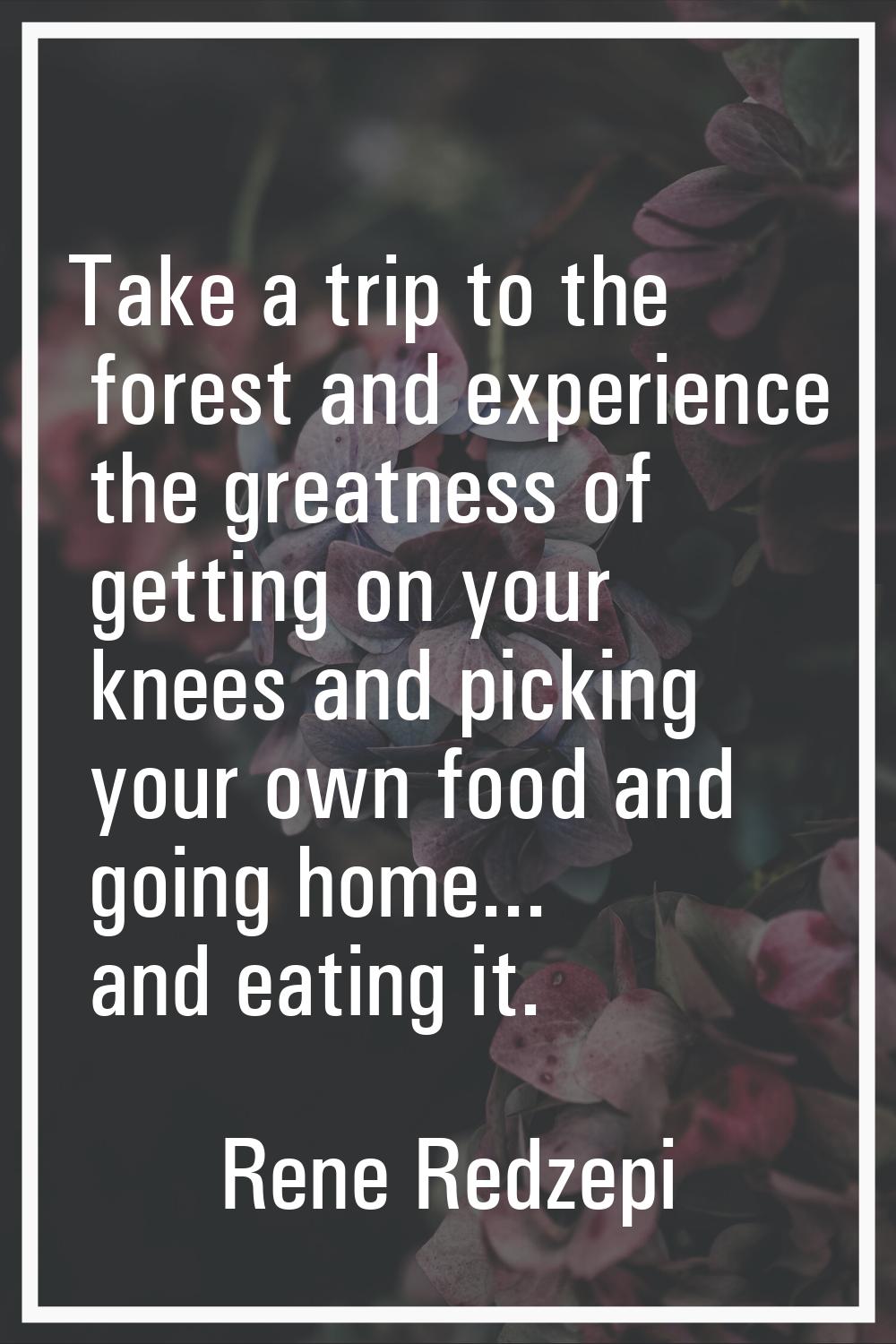Take a trip to the forest and experience the greatness of getting on your knees and picking your ow