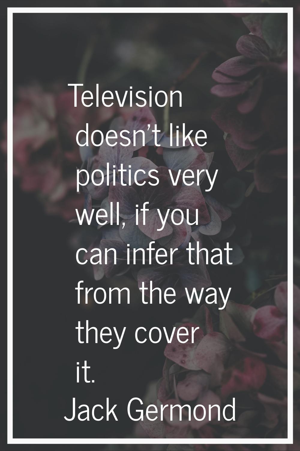 Television doesn't like politics very well, if you can infer that from the way they cover it.