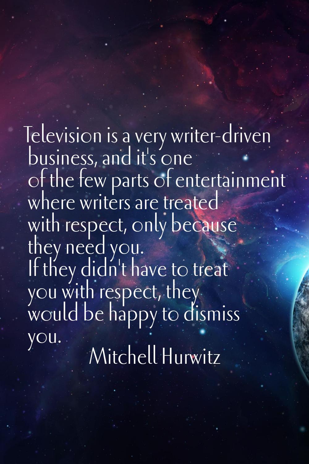 Television is a very writer-driven business, and it's one of the few parts of entertainment where w