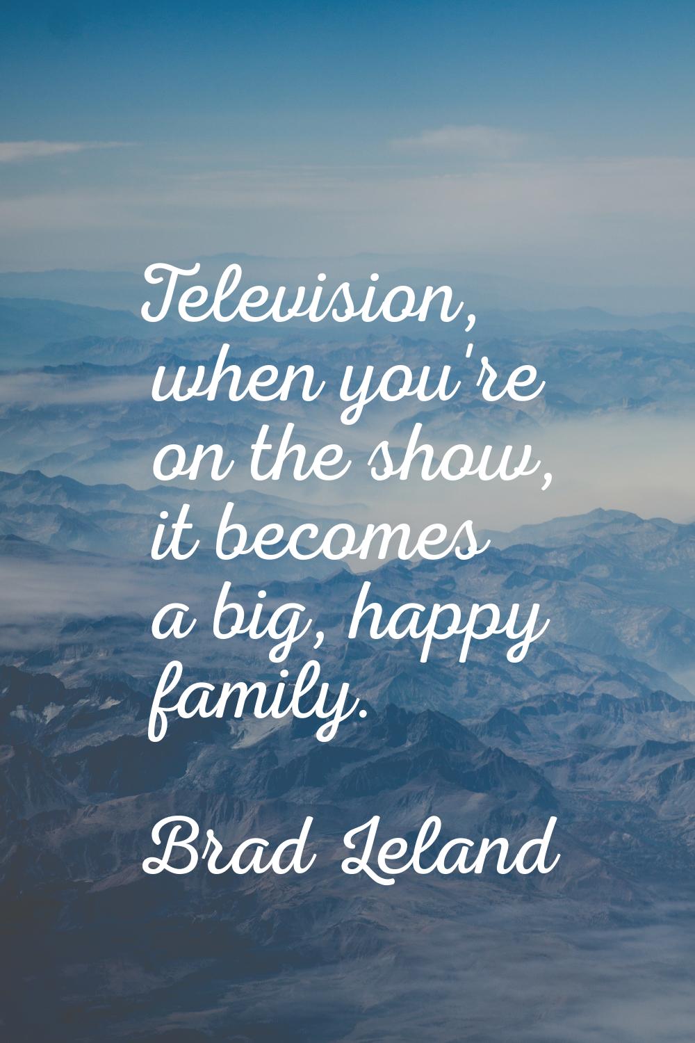 Television, when you're on the show, it becomes a big, happy family.