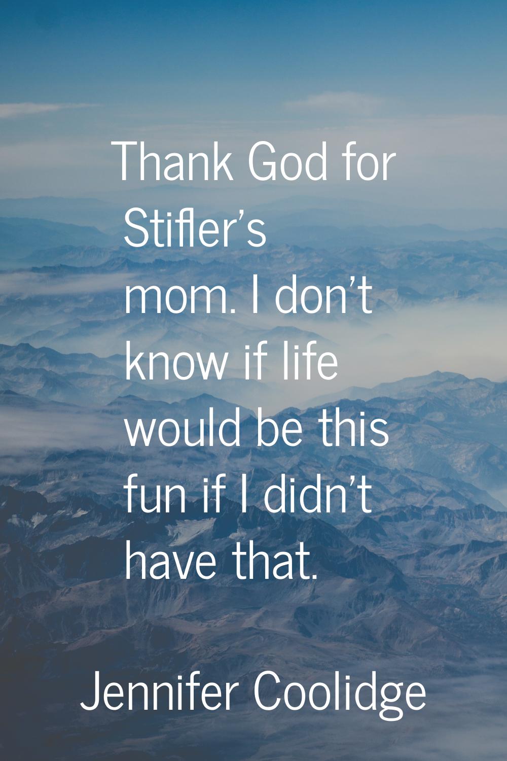 Thank God for Stifler's mom. I don't know if life would be this fun if I didn't have that.