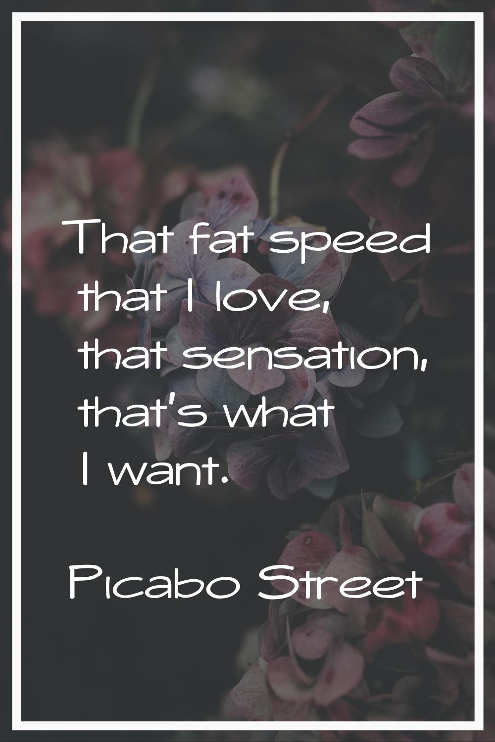 That fat speed that I love, that sensation, that's what I want.