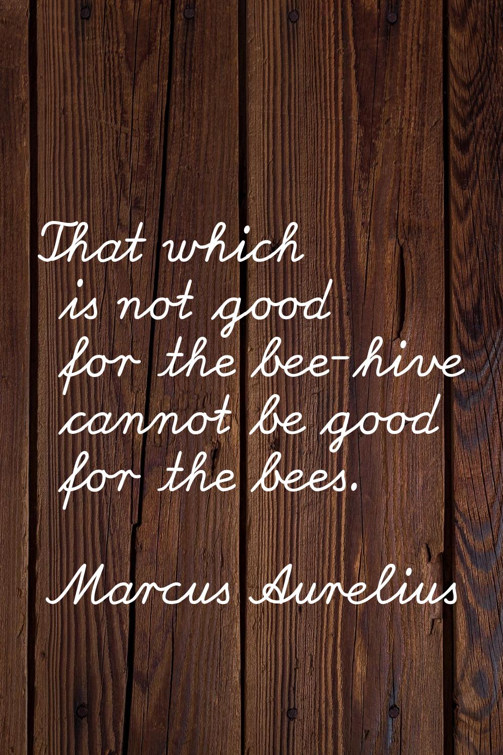 That which is not good for the bee-hive cannot be good for the bees.