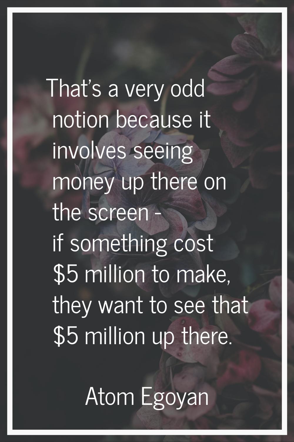 That's a very odd notion because it involves seeing money up there on the screen - if something cos