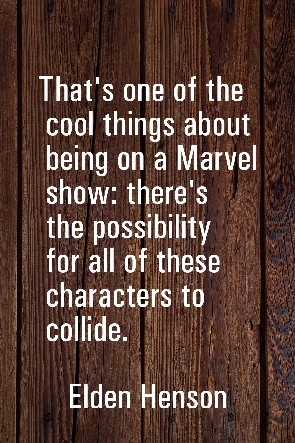 That's one of the cool things about being on a Marvel show: there's the possibility for all of thes