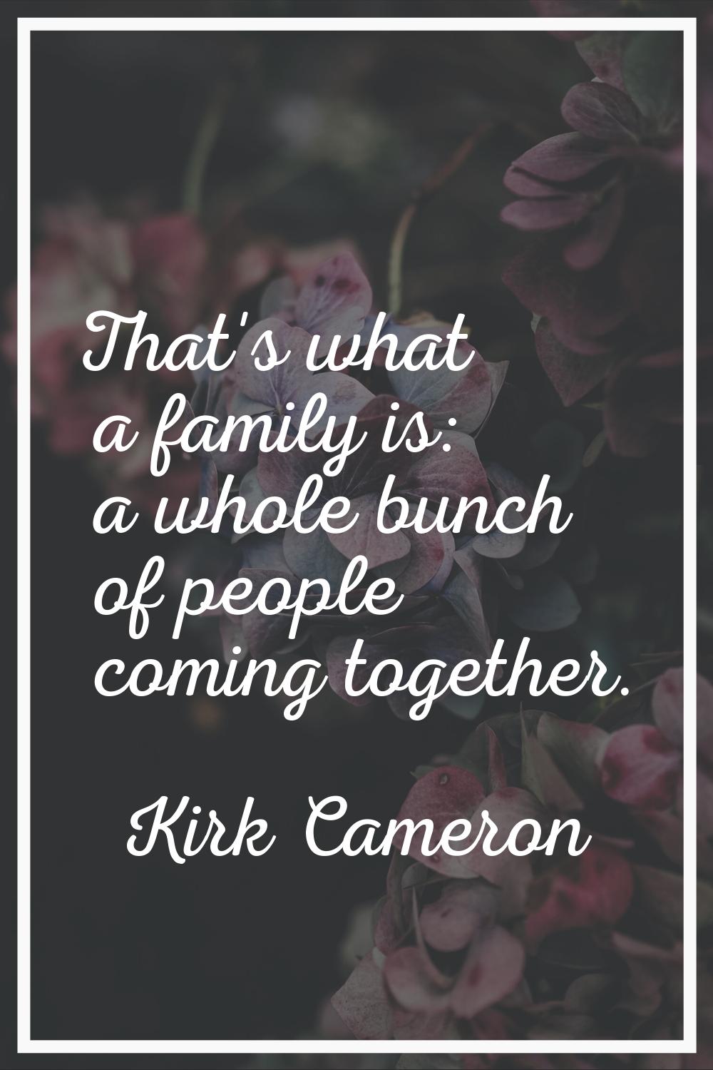 That's what a family is: a whole bunch of people coming together.