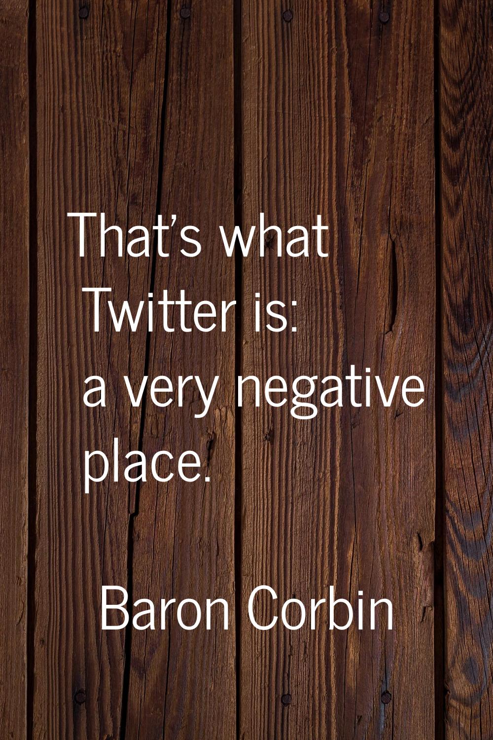That's what Twitter is: a very negative place.