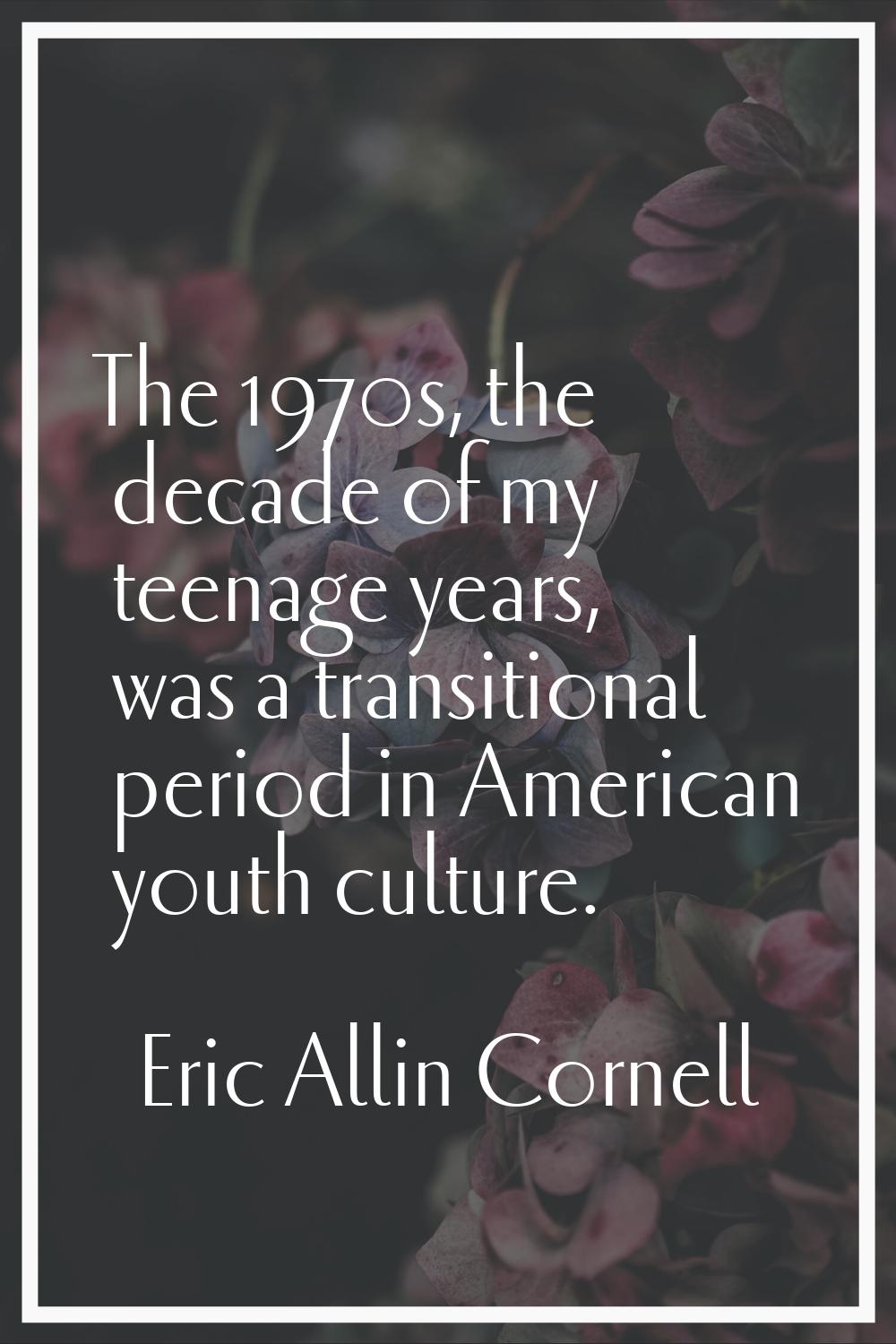 The 1970s, the decade of my teenage years, was a transitional period in American youth culture.
