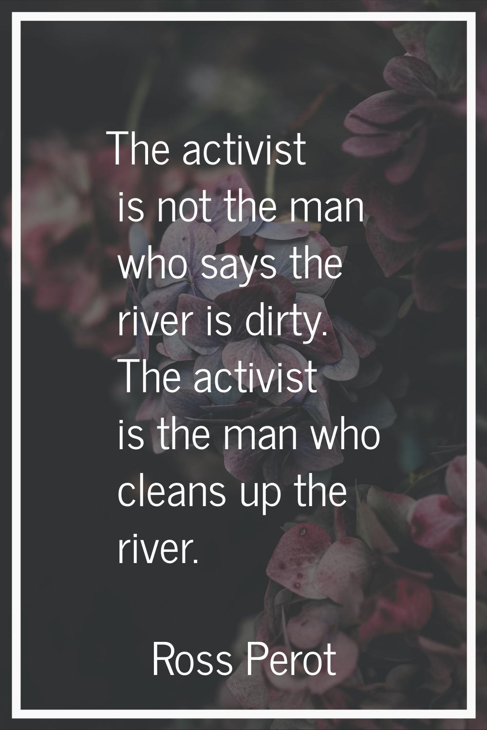 The activist is not the man who says the river is dirty. The activist is the man who cleans up the 