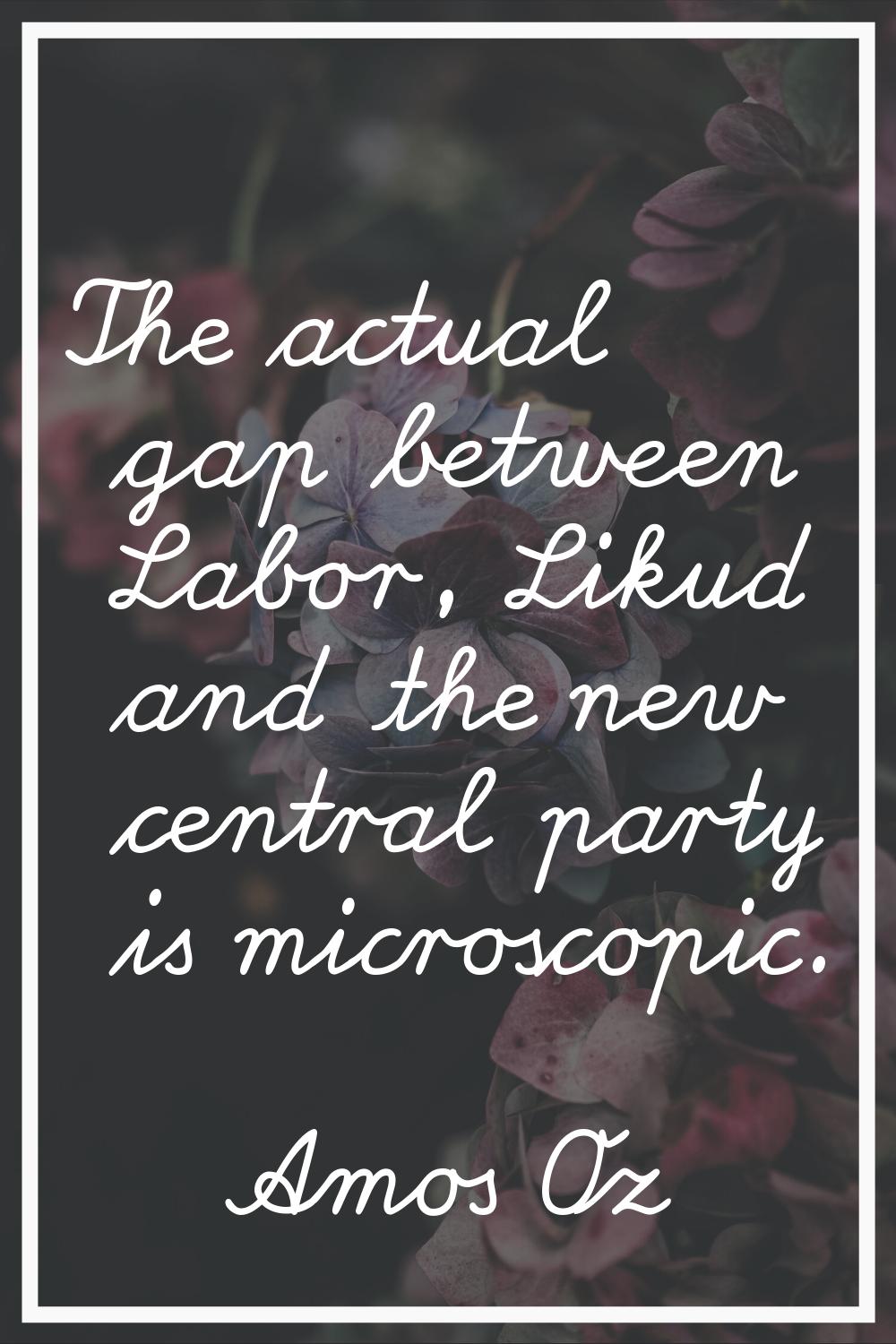 The actual gap between Labor, Likud and the new central party is microscopic.