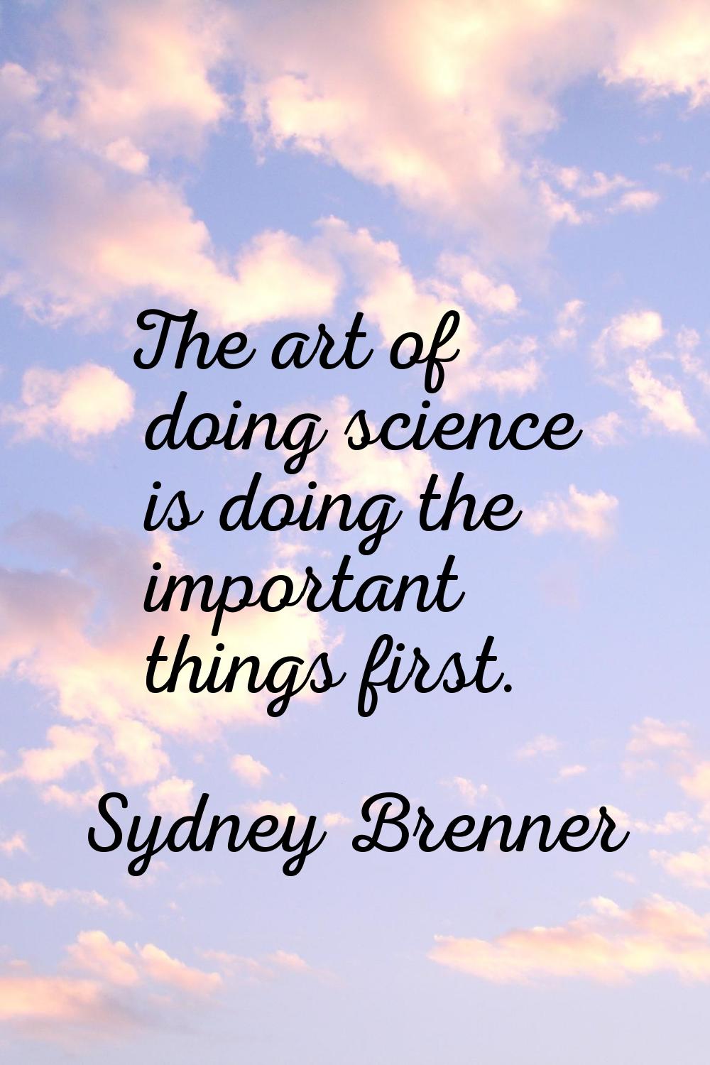 The art of doing science is doing the important things first.