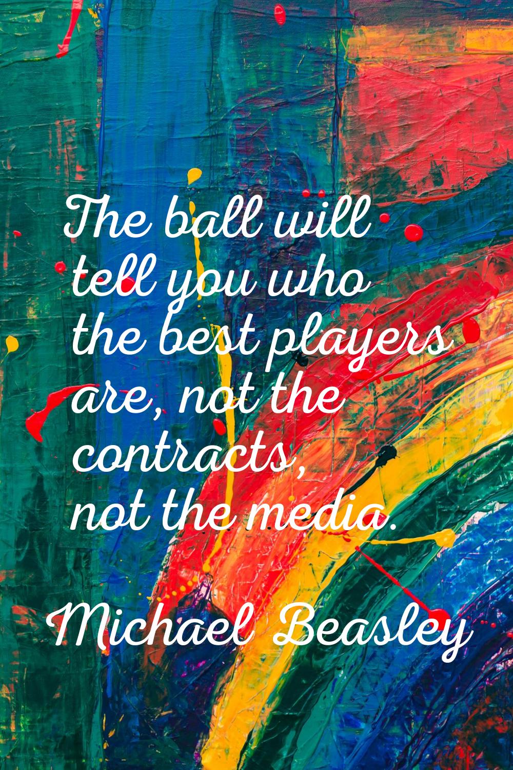 The ball will tell you who the best players are, not the contracts, not the media.