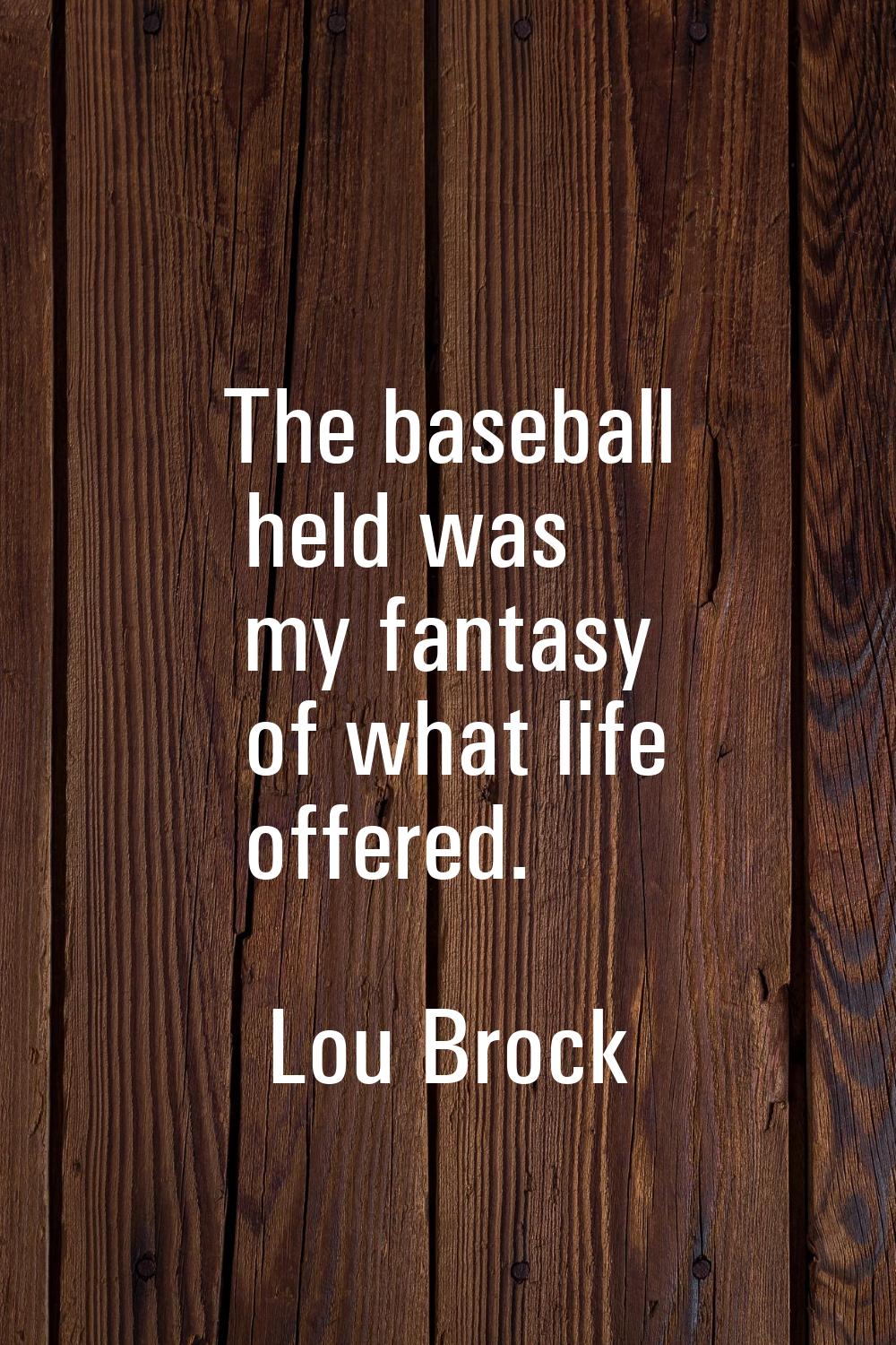 The baseball held was my fantasy of what life offered.
