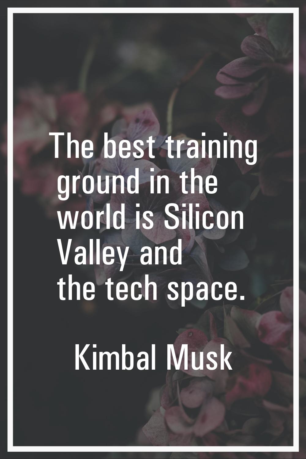 The best training ground in the world is Silicon Valley and the tech space.
