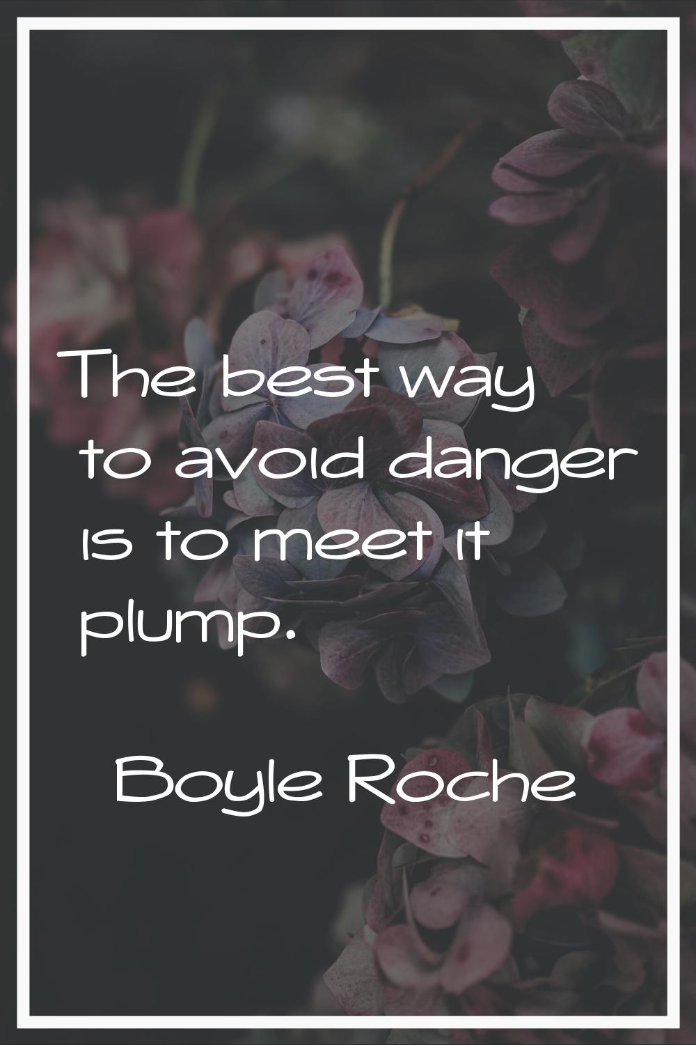 The best way to avoid danger is to meet it plump.