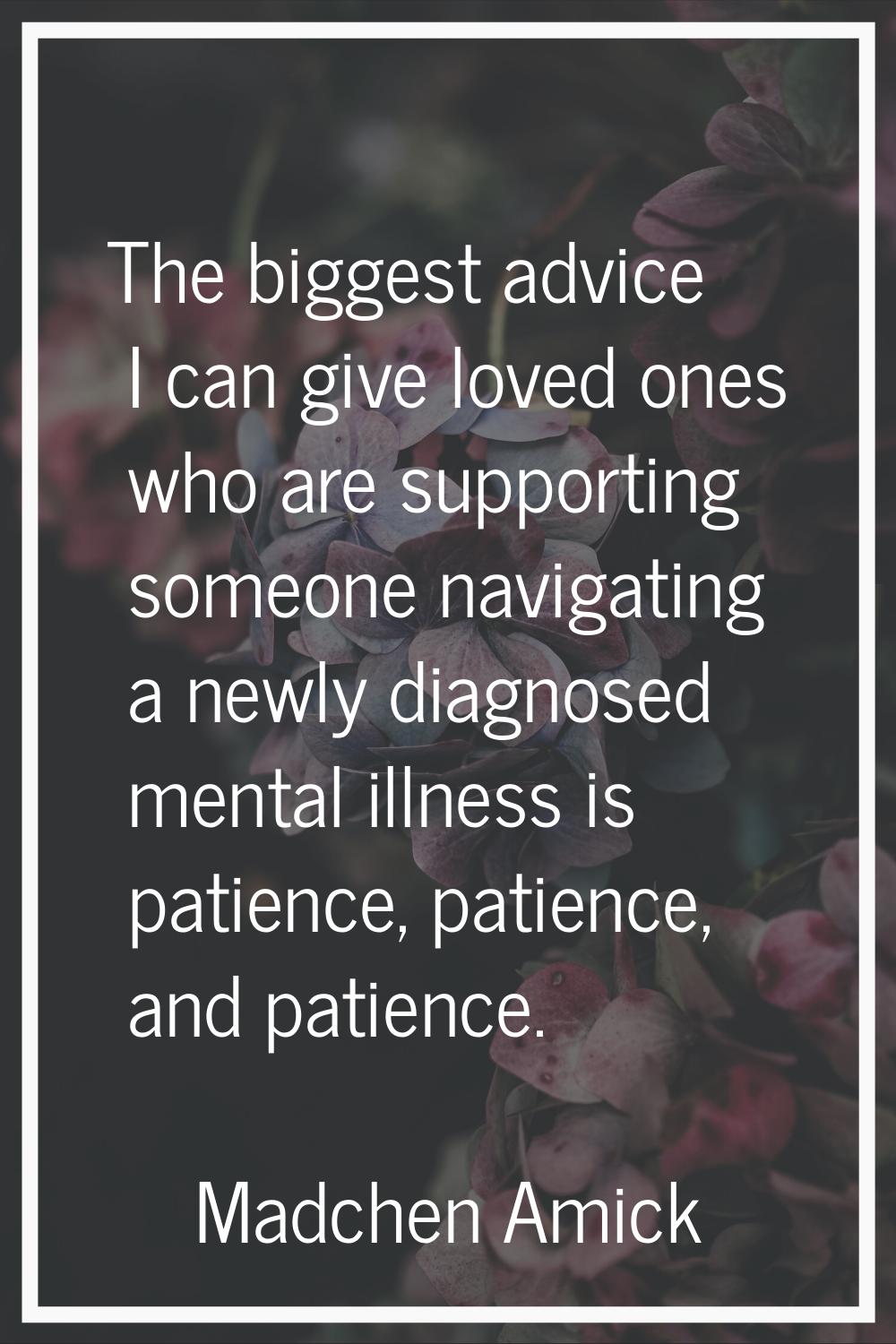 The biggest advice I can give loved ones who are supporting someone navigating a newly diagnosed me
