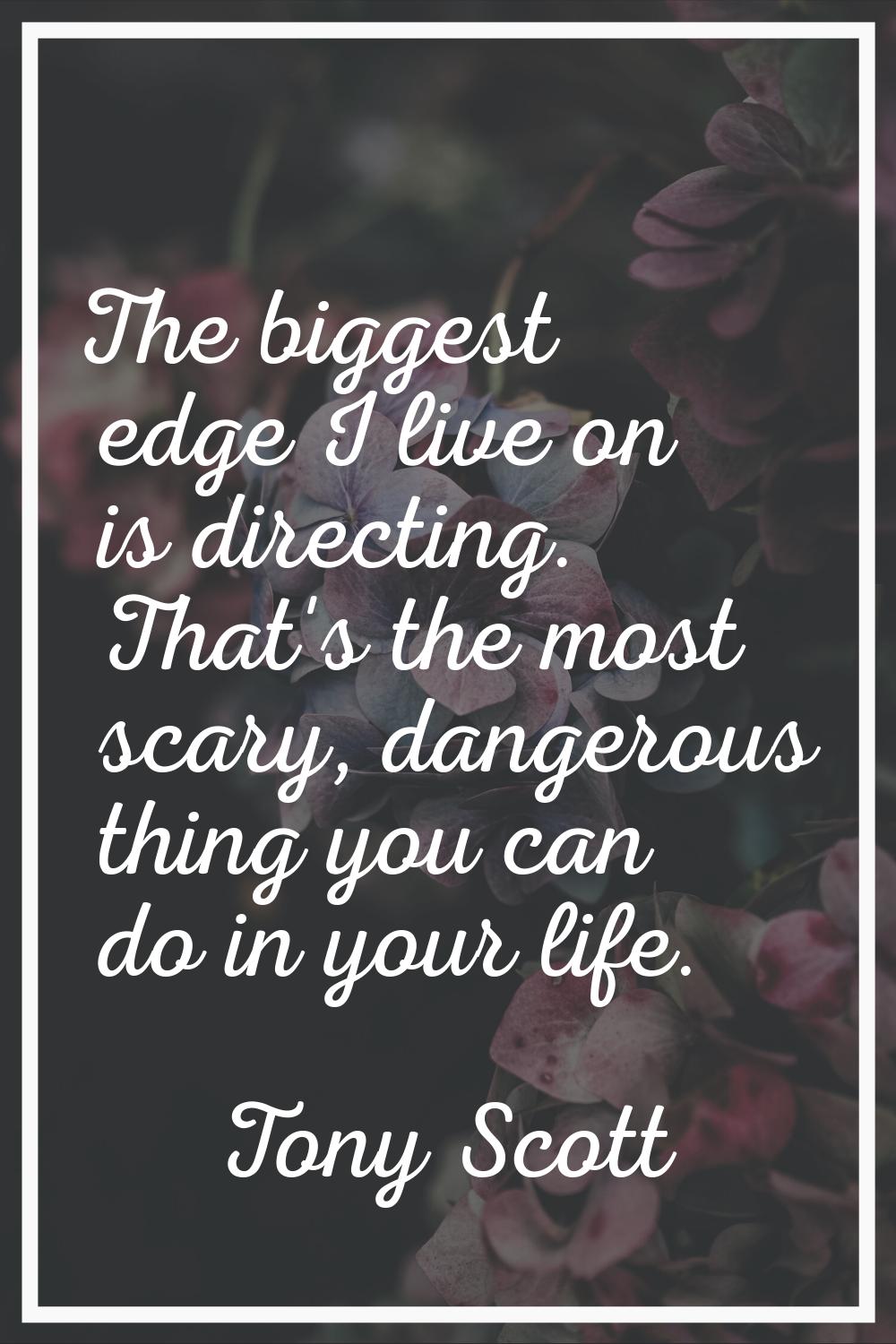 The biggest edge I live on is directing. That's the most scary, dangerous thing you can do in your 