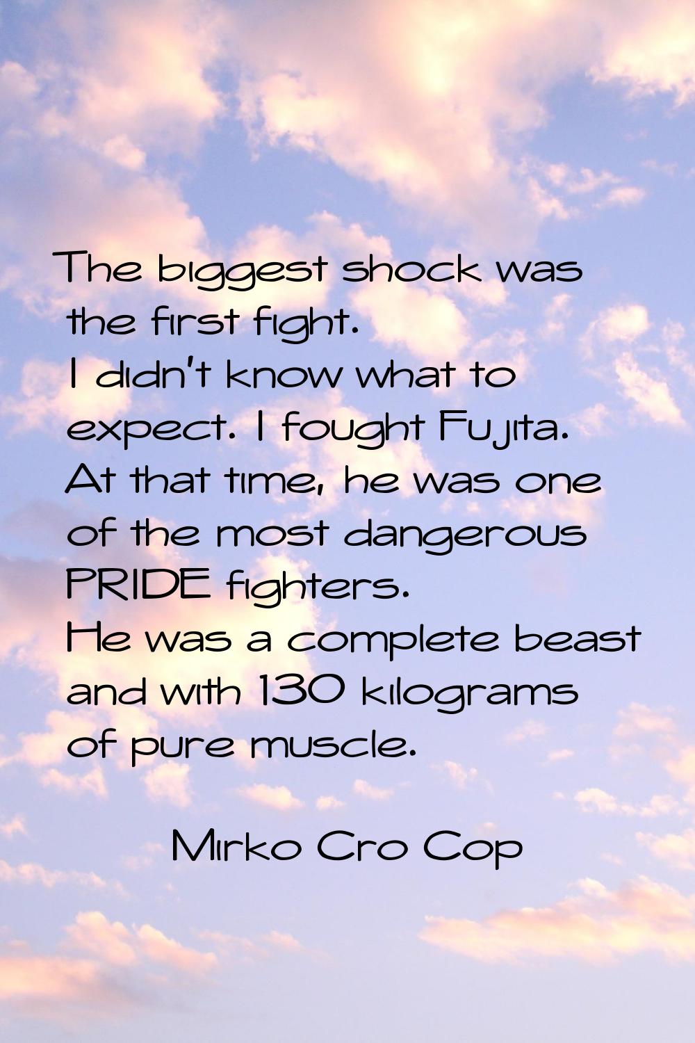 The biggest shock was the first fight. I didn't know what to expect. I fought Fujita. At that time,