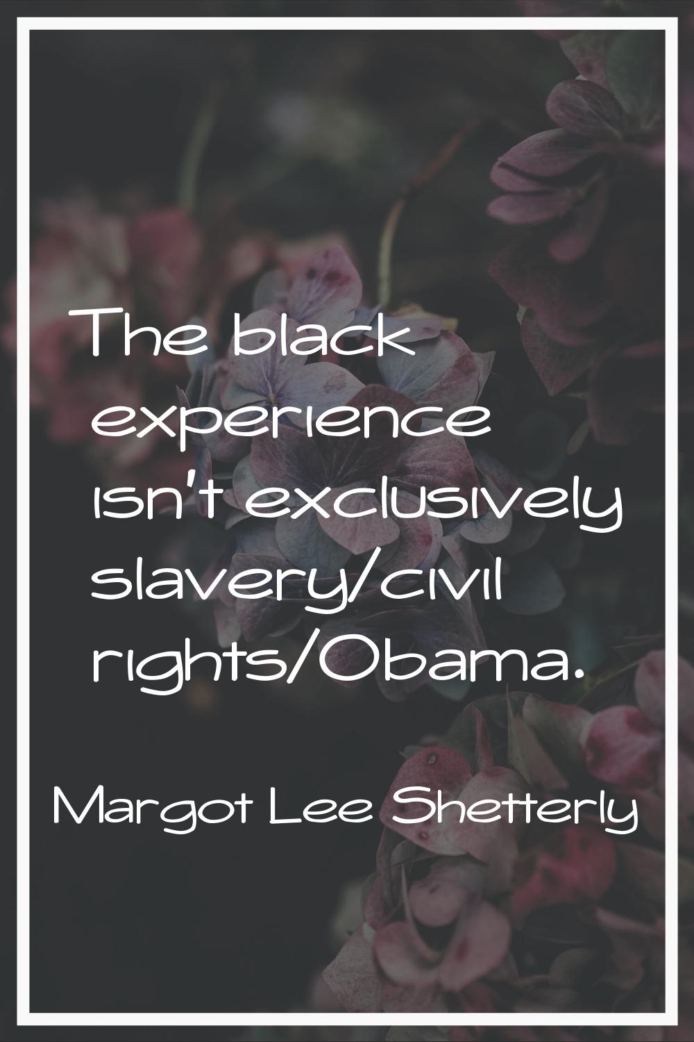 The black experience isn't exclusively slavery/civil rights/Obama.