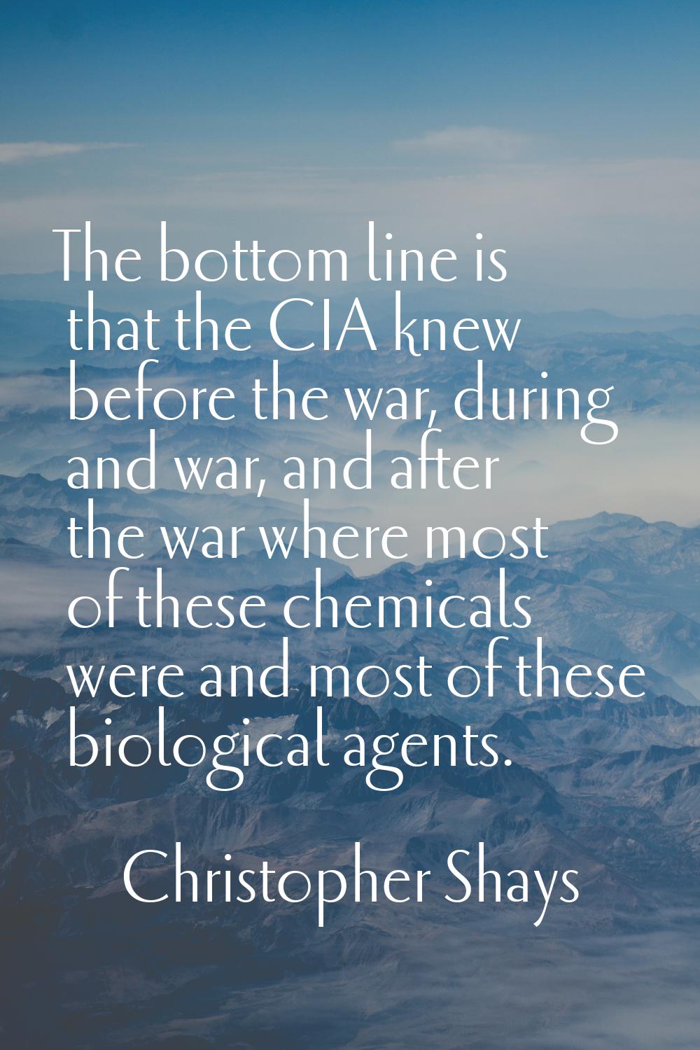 The bottom line is that the CIA knew before the war, during and war, and after the war where most o
