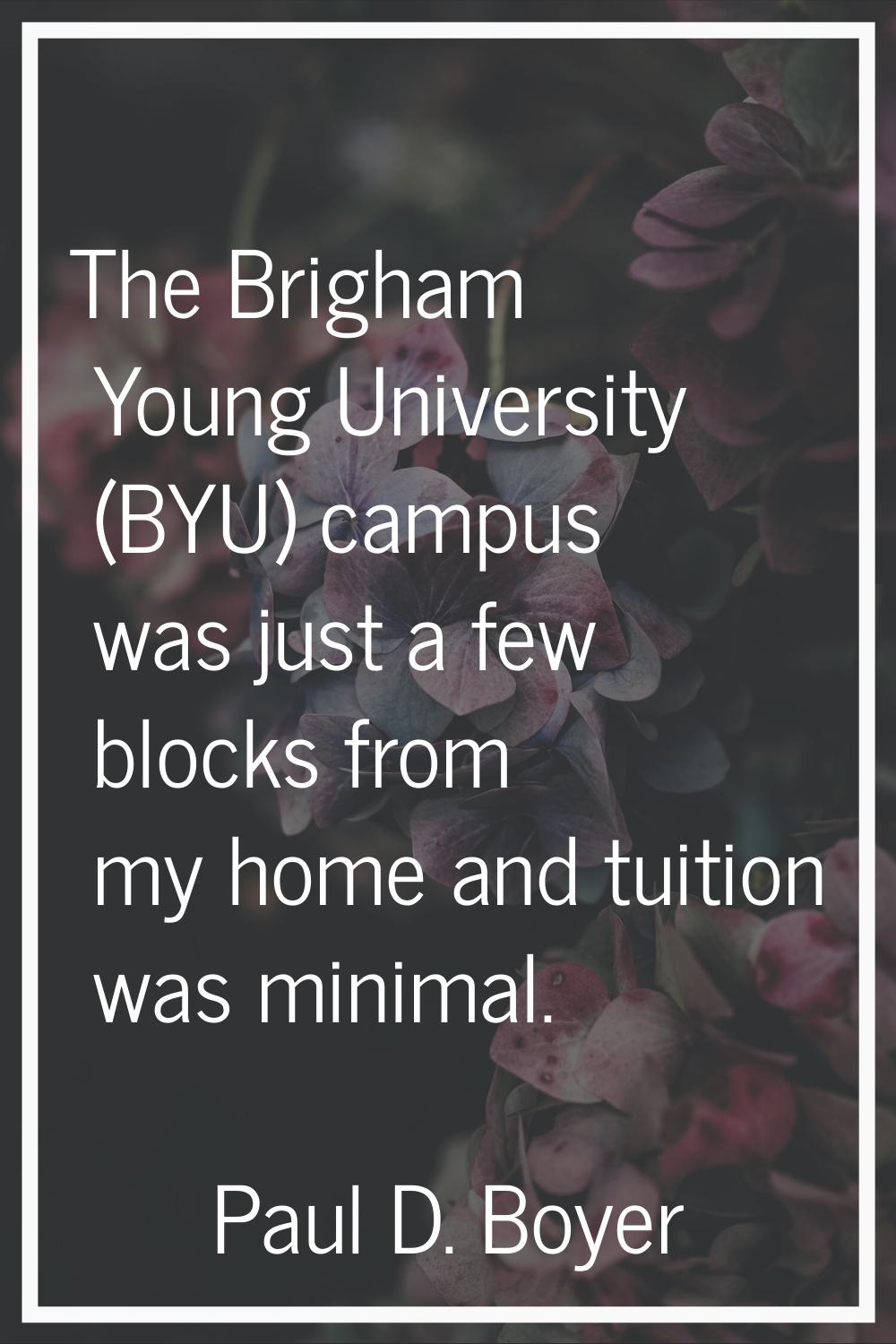 The Brigham Young University (BYU) campus was just a few blocks from my home and tuition was minima