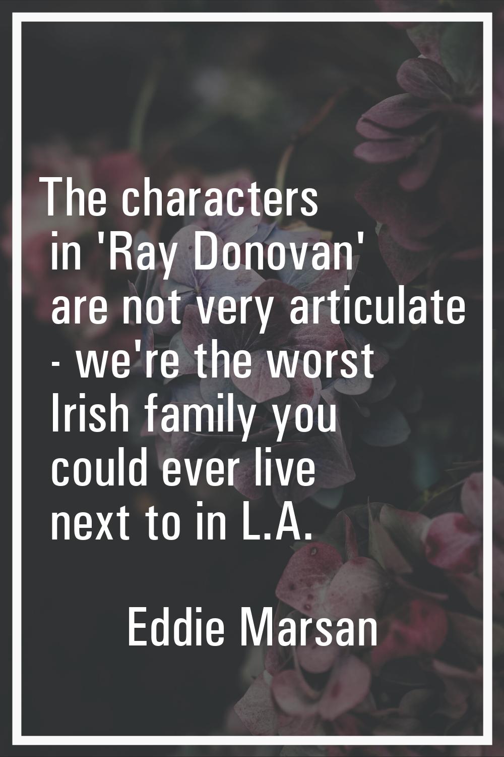 The characters in 'Ray Donovan' are not very articulate - we're the worst Irish family you could ev