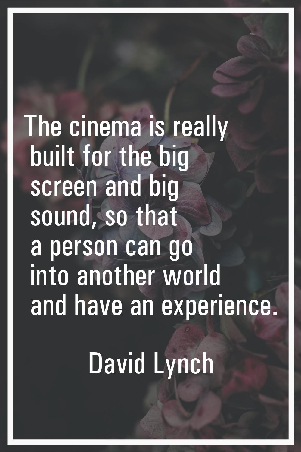 The cinema is really built for the big screen and big sound, so that a person can go into another w