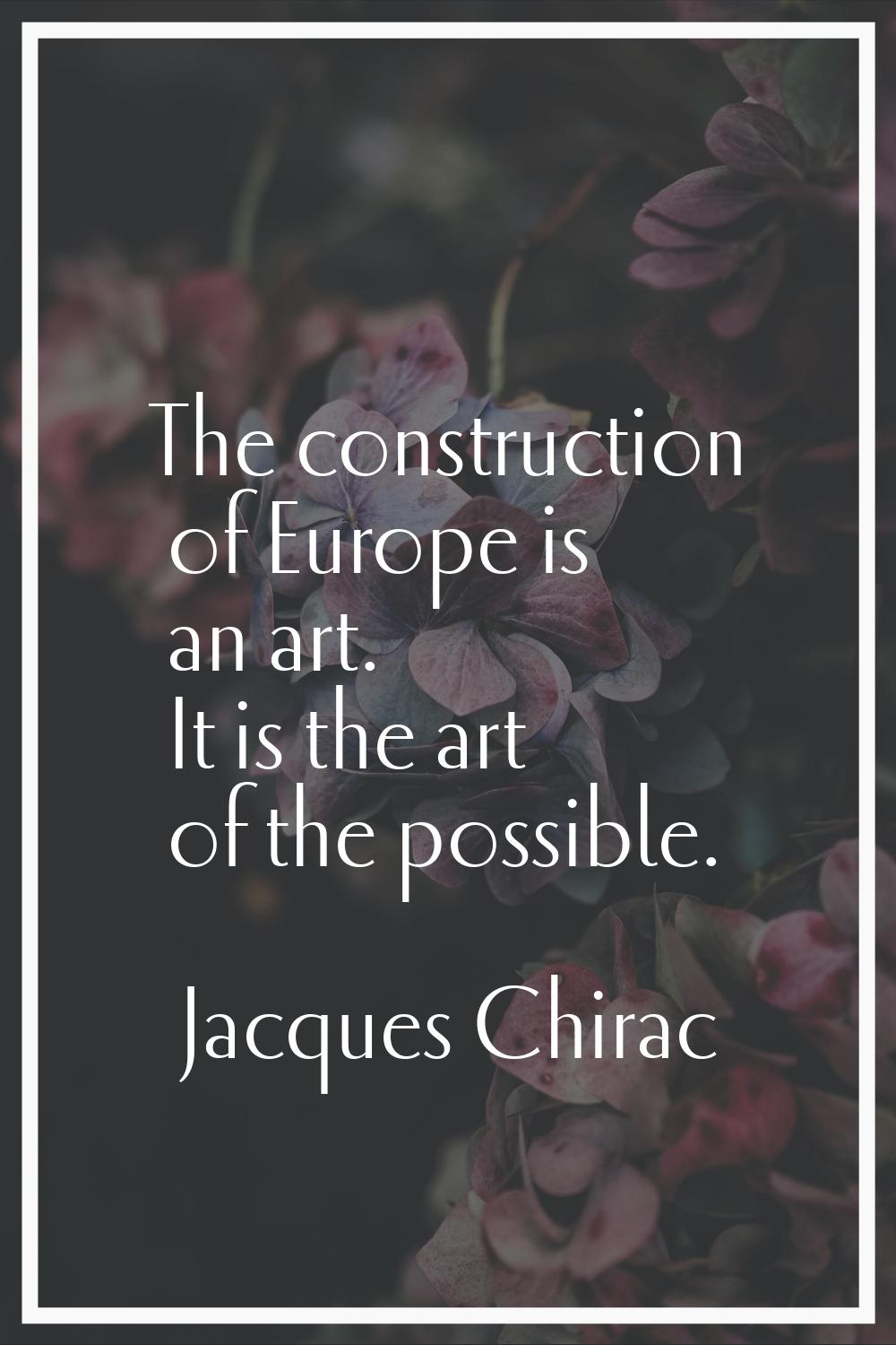 The construction of Europe is an art. It is the art of the possible.