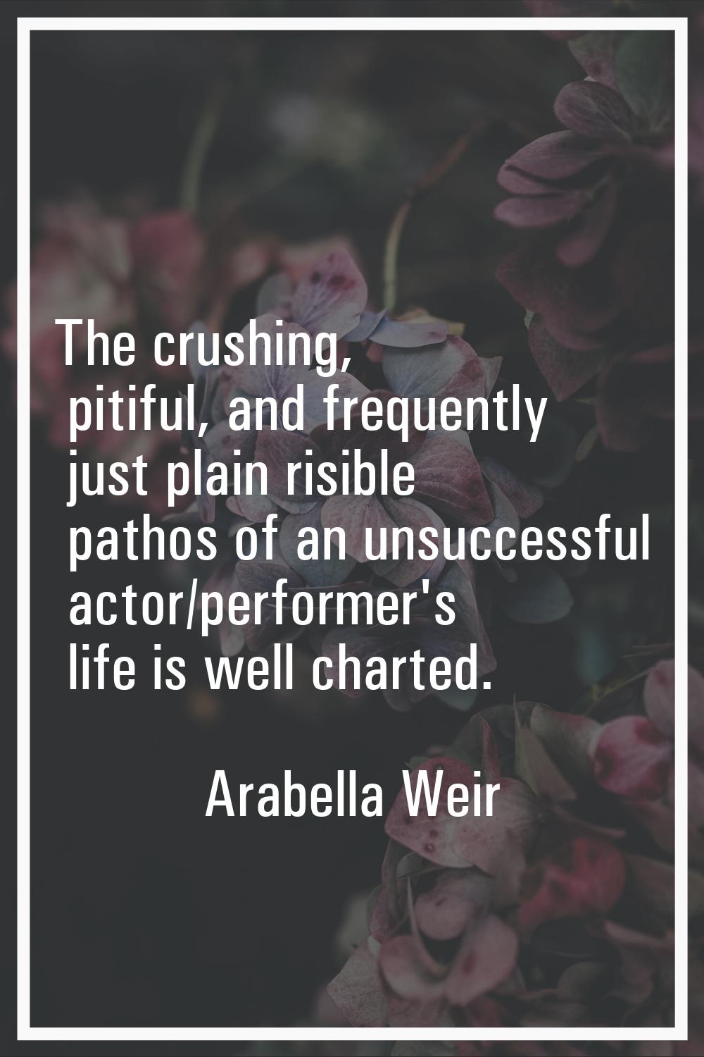 The crushing, pitiful, and frequently just plain risible pathos of an unsuccessful actor/performer'