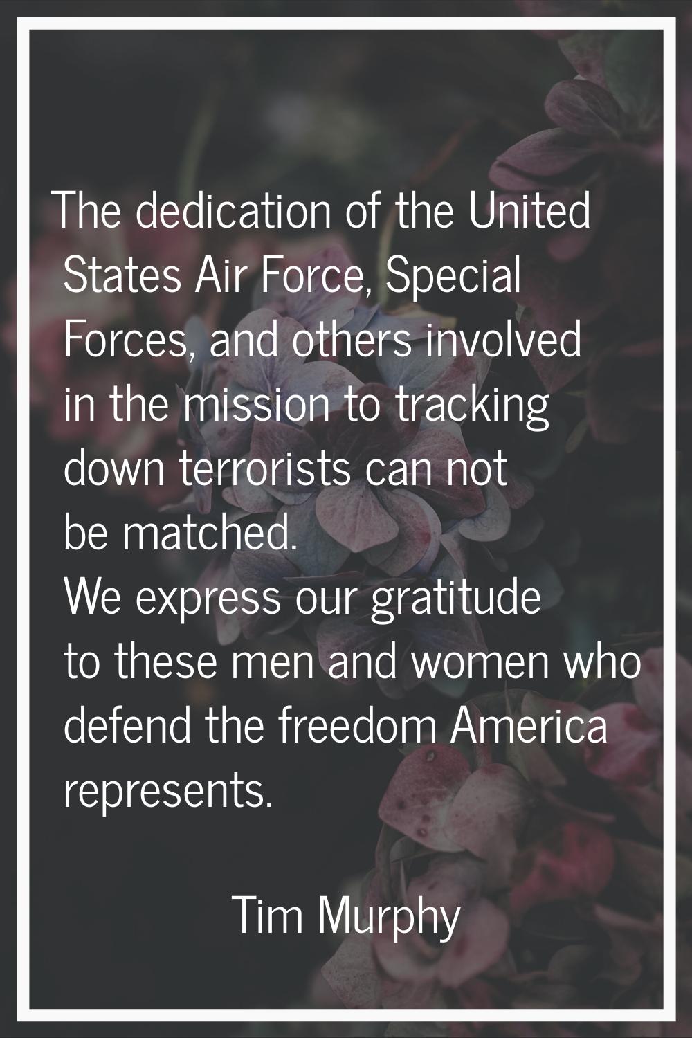 The dedication of the United States Air Force, Special Forces, and others involved in the mission t
