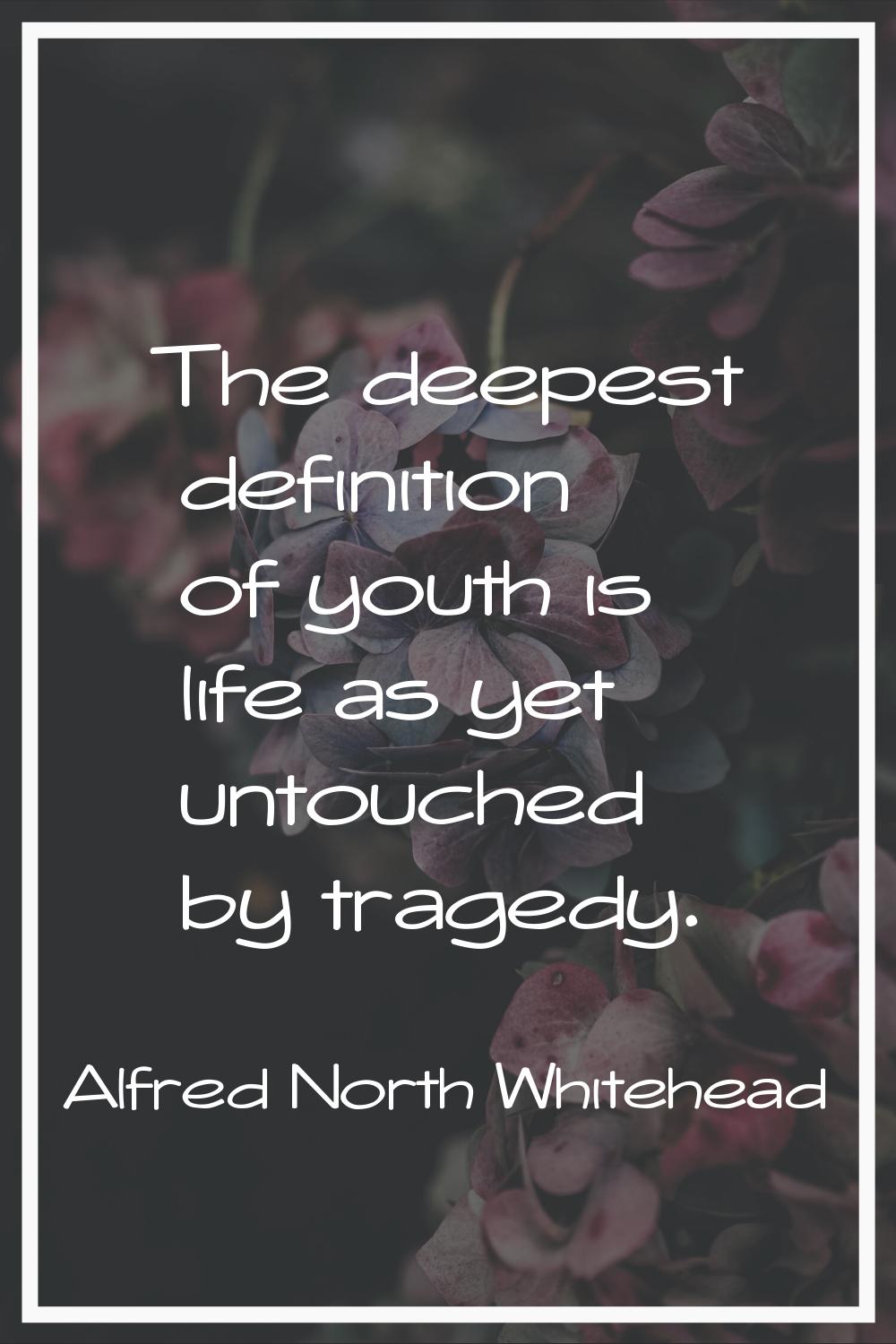 The deepest definition of youth is life as yet untouched by tragedy.