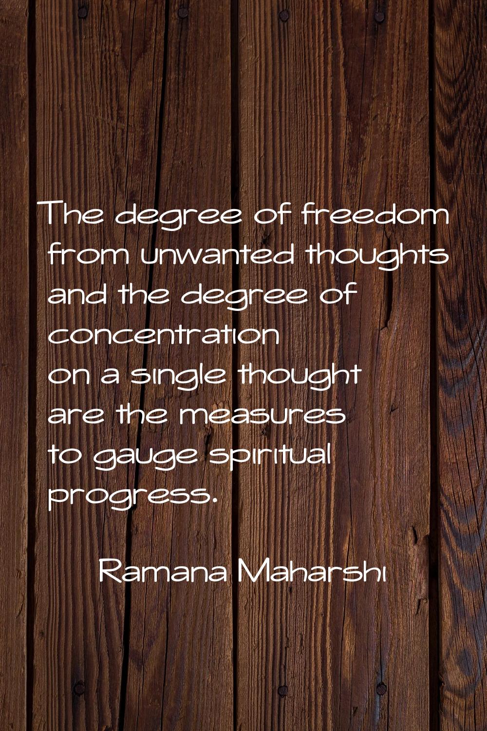The degree of freedom from unwanted thoughts and the degree of concentration on a single thought ar