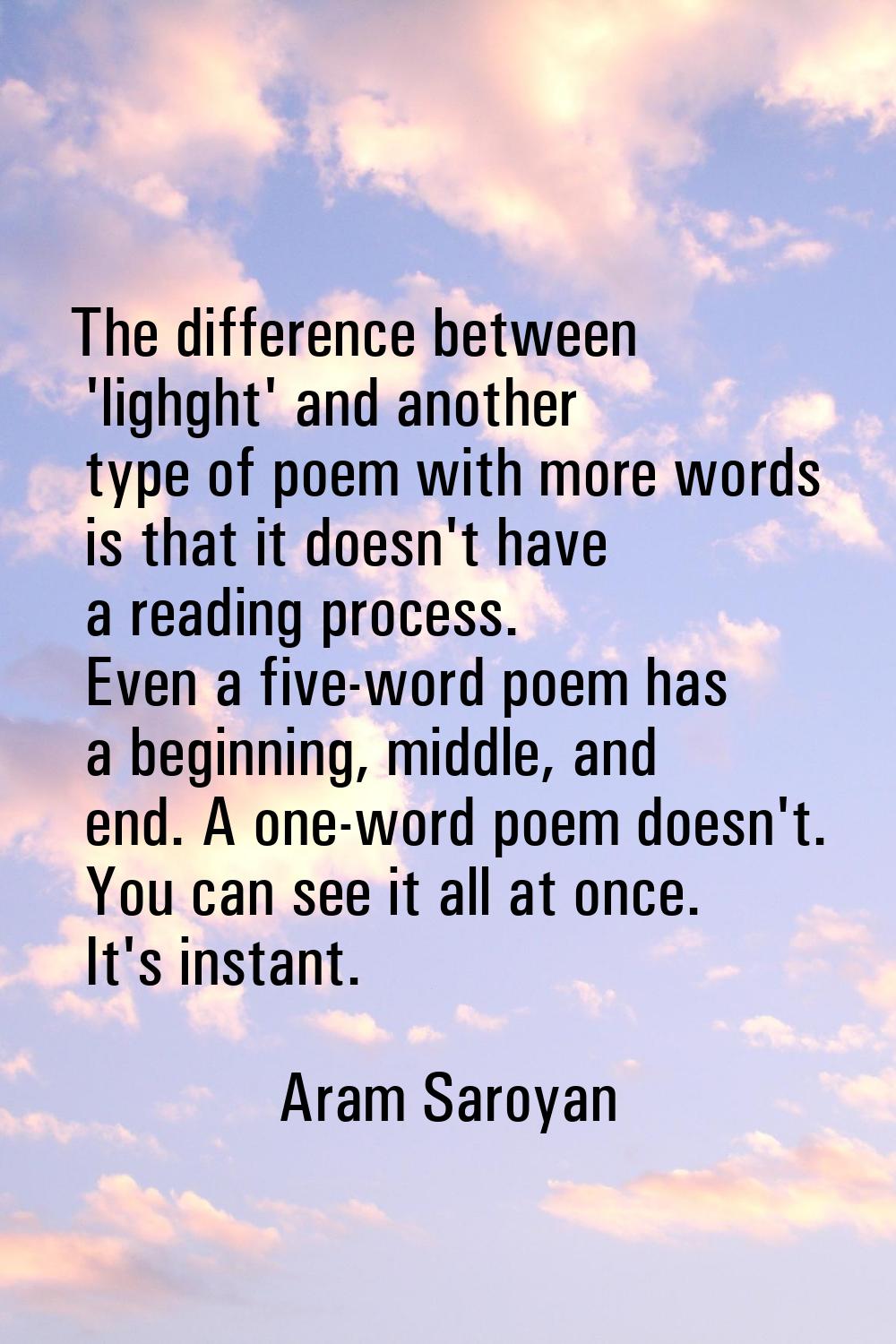 The difference between 'lighght' and another type of poem with more words is that it doesn't have a
