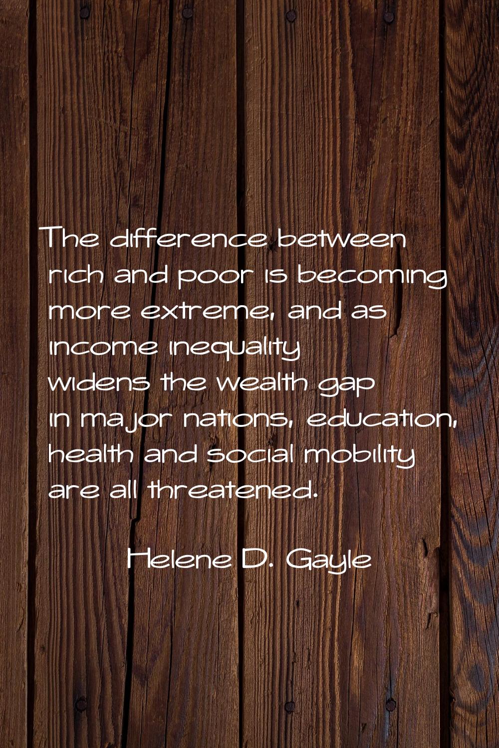 The difference between rich and poor is becoming more extreme, and as income inequality widens the 